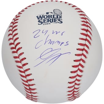 Gavin Lux Los Angeles Dodgers Autographed 2024 MLB World Series Logo Baseball with "24 WS Champs" Inscription