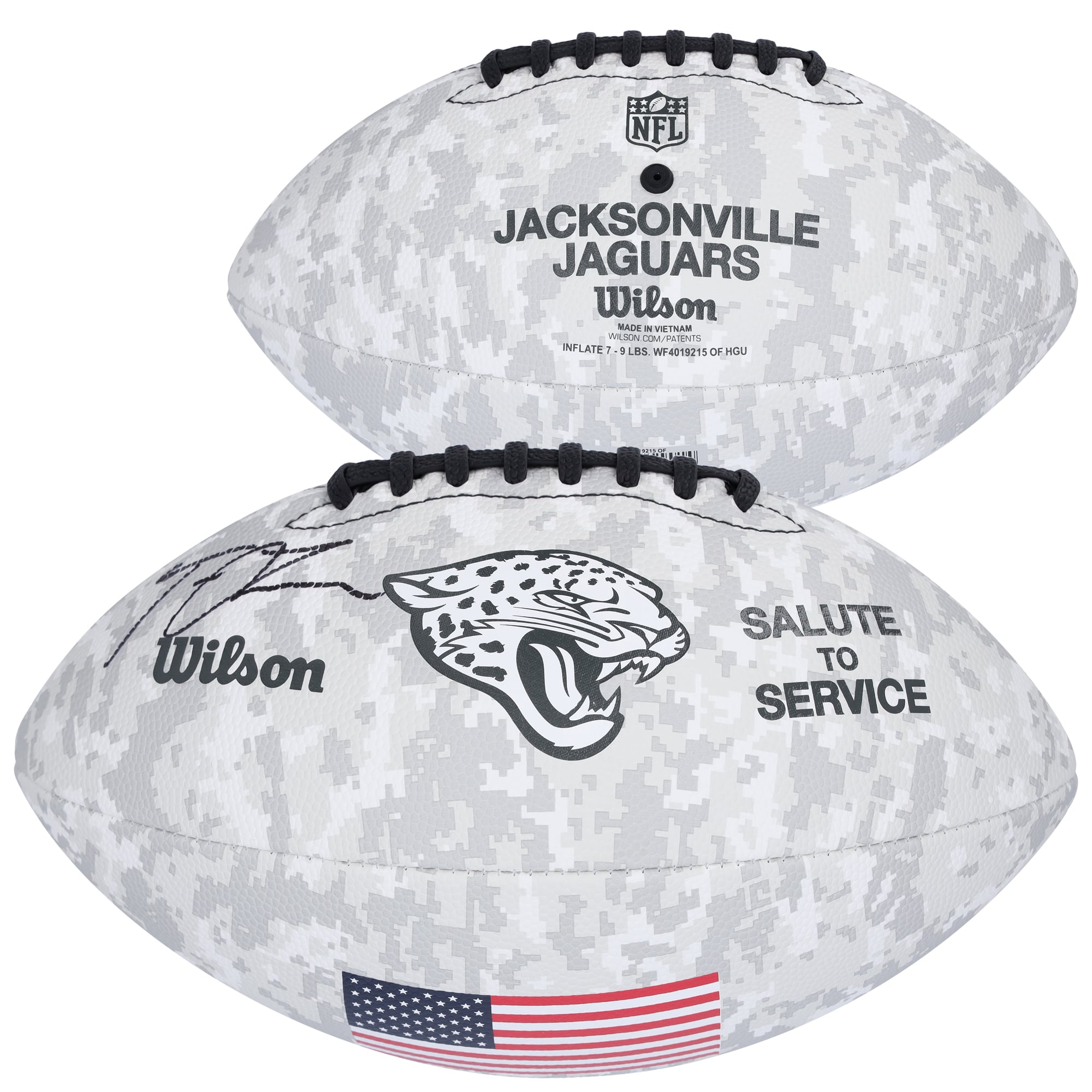 Trevor Lawrence Jacksonville Jaguars Autographed 2024 Salute To Service Wilson Football