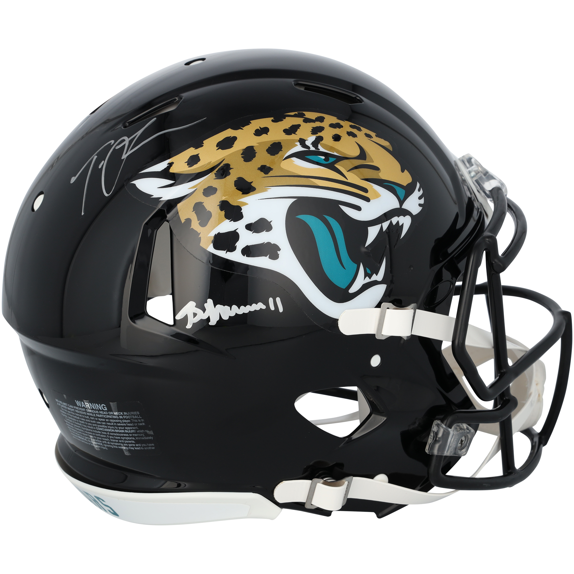 Trevor Lawrence & Brian Thomas Jr. Jacksonville Jaguars Autographed Riddell Speed Authentic Helmet