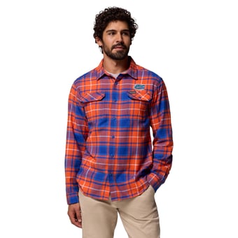 Men's Columbia  Orange Florida Gators Flare Gun Omni-Wick Flannel Long Sleeve Button-Up Shirt