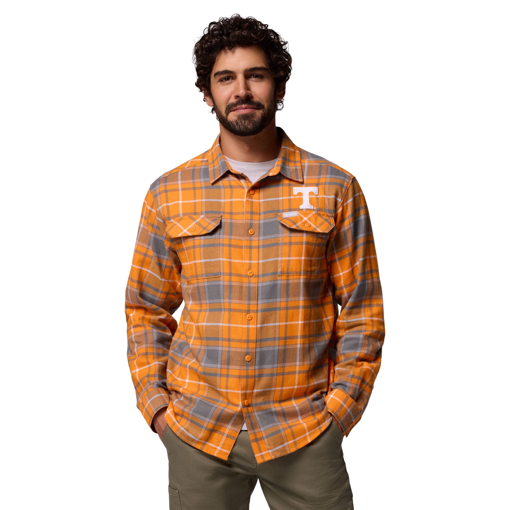 Men's Columbia  Tennessee Orange Tennessee Volunteers Flare Gun Omni-Wick Flannel Long Sleeve Button-Up Shirt