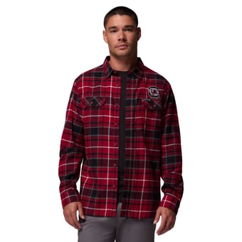 Men's Columbia  Garnet South Carolina Gamecocks Flare Gun Omni-Wick Flannel Long Sleeve Button-Up Shirt