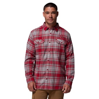Men's Columbia  Crimson Oklahoma Sooners Flare Gun Omni-Wick Flannel Long Sleeve Button-Up Shirt