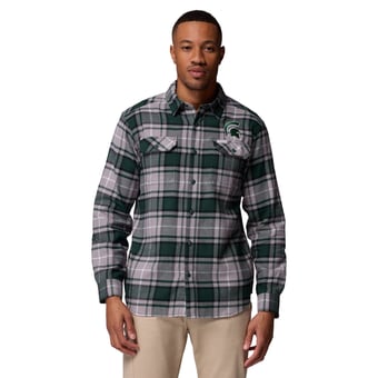 Men's Columbia  Green Michigan State Spartans Flare Gun Omni-Wick Flannel Long Sleeve Button-Up Shirt