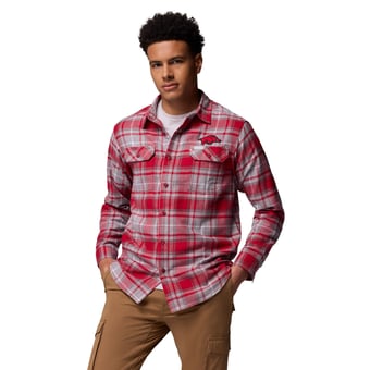 Men's Columbia  Cardinal Arkansas Razorbacks Flare Gun Omni-Wick Flannel Long Sleeve Button-Up Shirt