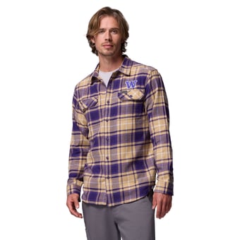 Men's Columbia  Purple Washington Huskies Flare Gun Omni-Wick Flannel Long Sleeve Button-Up Shirt