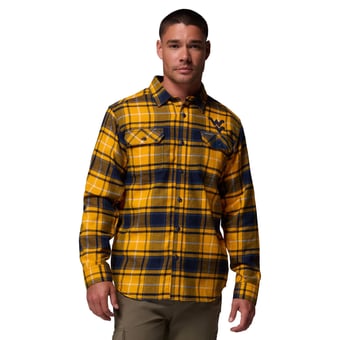 Men's Columbia  Gold West Virginia Mountaineers Flare Gun Omni-Wick Flannel Long Sleeve Button-Up Shirt