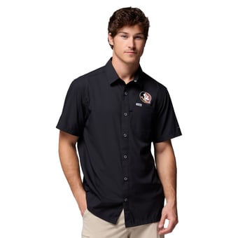 Men's Columbia Black Florida State Seminoles Slack Tide Camp Button-Up Shirt