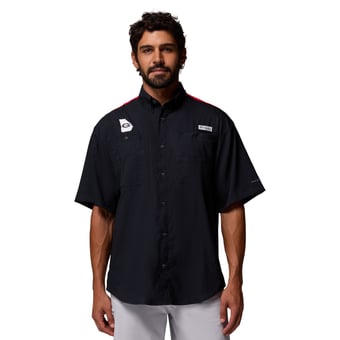 Men's Columbia Black Georgia Bulldogs Tamiami Colorblock Omni-Shade Button-Down Shirt