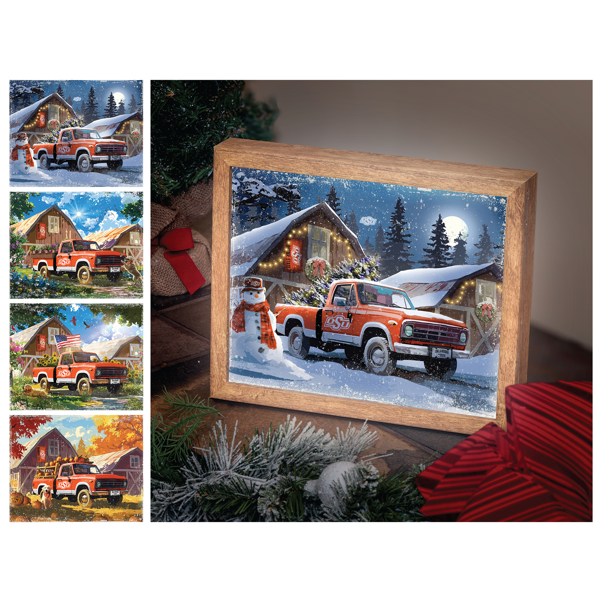 Oklahoma State Cowboys 12" x 11" Four Seasons LED Light Box