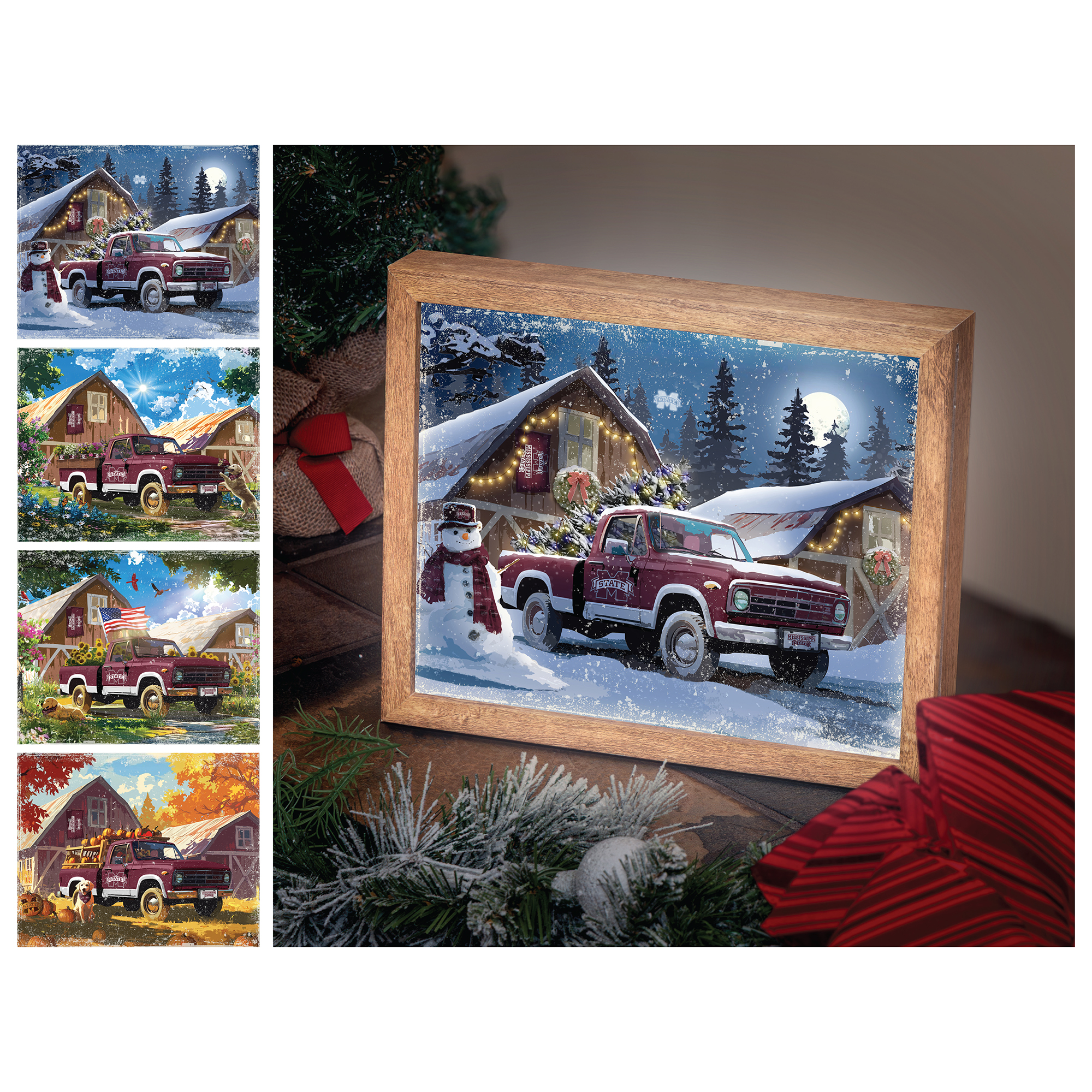Mississippi State Bulldogs 12" x 11" Four Seasons LED Light Box