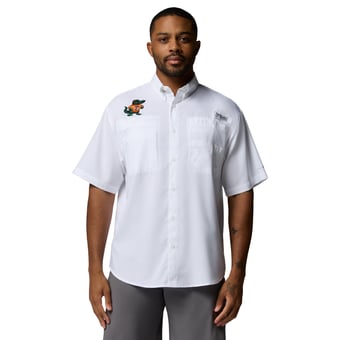Men's Columbia White Florida Gators Tamiami Omni-Shade Button-Down Shirt