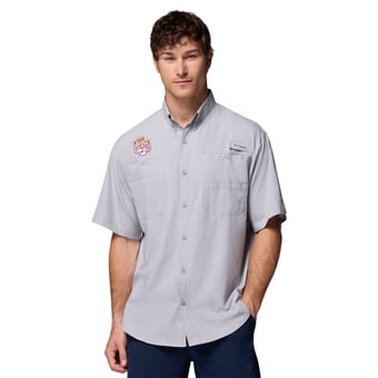 Men's Columbia Gray LSU Tigers Tamiami Omni-Shade Button-Down Shirt