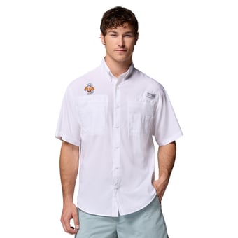 Men's Columbia White Tennessee Volunteers Tamiami Omni-Shade Button-Down Shirt