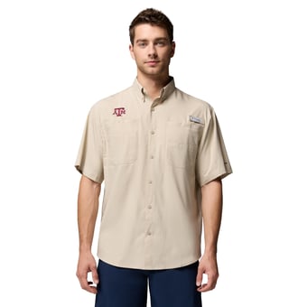 Men's Columbia Tan Texas A&M Aggies Tamiami Omni-Shade Button-Down Shirt