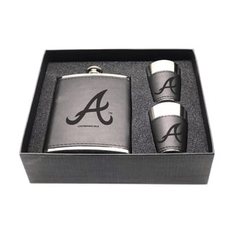 Atlanta Braves Three-Piece Leather Flask & Shot Glass Set