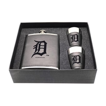 Detroit Tigers Three-Piece Leather Flask & Shot Glass Set