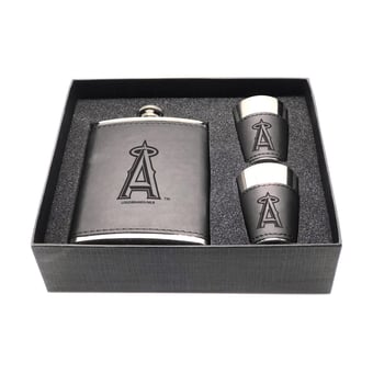 Los Angeles Angels Three-Piece Leather Flask & Shot Glass Set