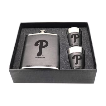 Philadelphia Phillies Three-Piece Leather Flask & Shot Glass Set