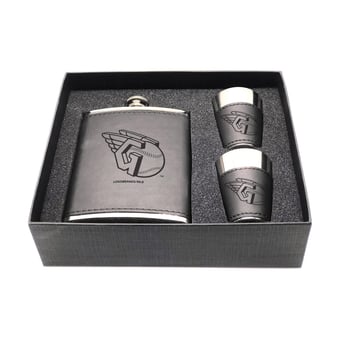 Cleveland Guardians Three-Piece Leather Flask & Shot Glass Set