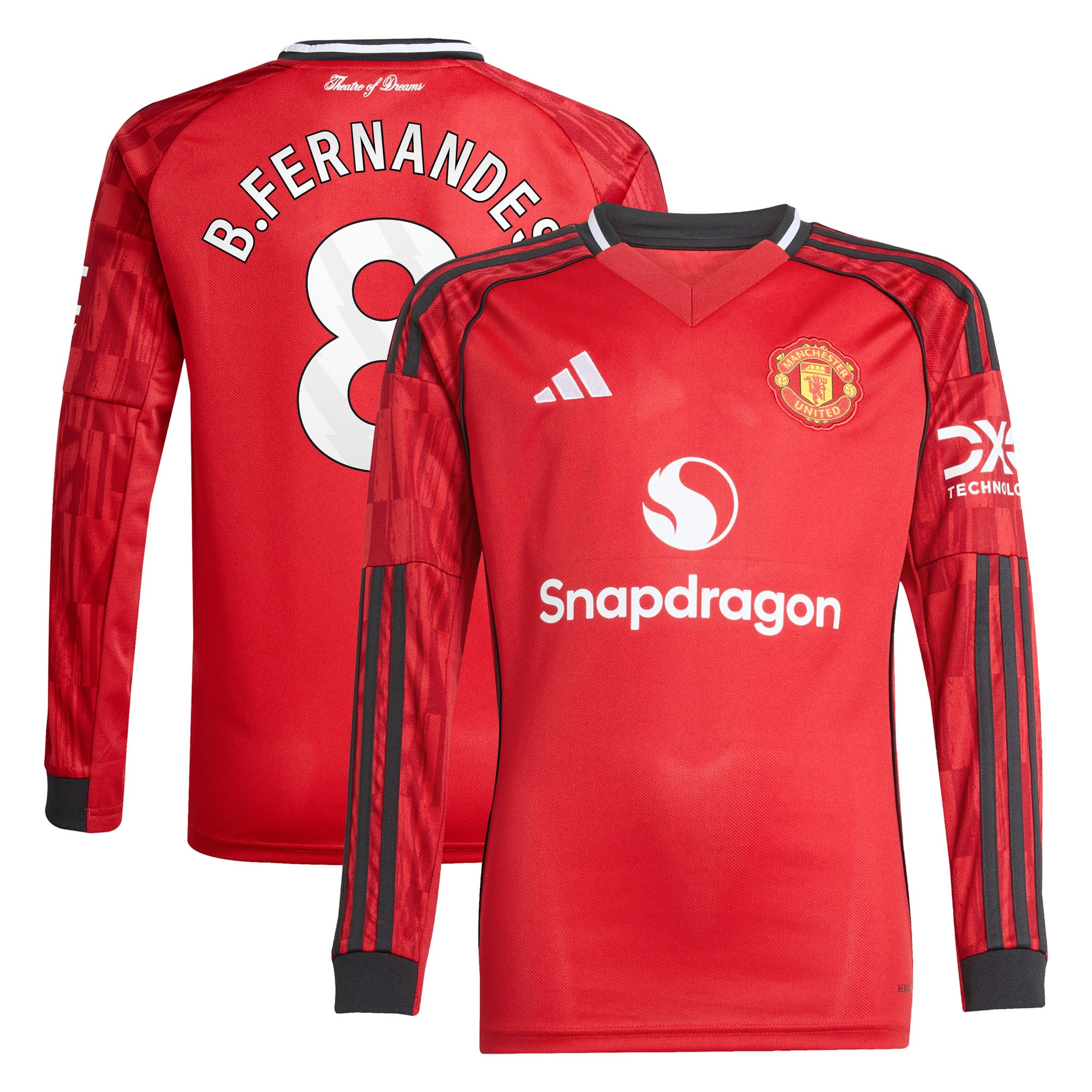 Maillot Domicile Manchester United adidas 2025-26 - Enfant - Manches longues avec flocage B. Fernandes 8