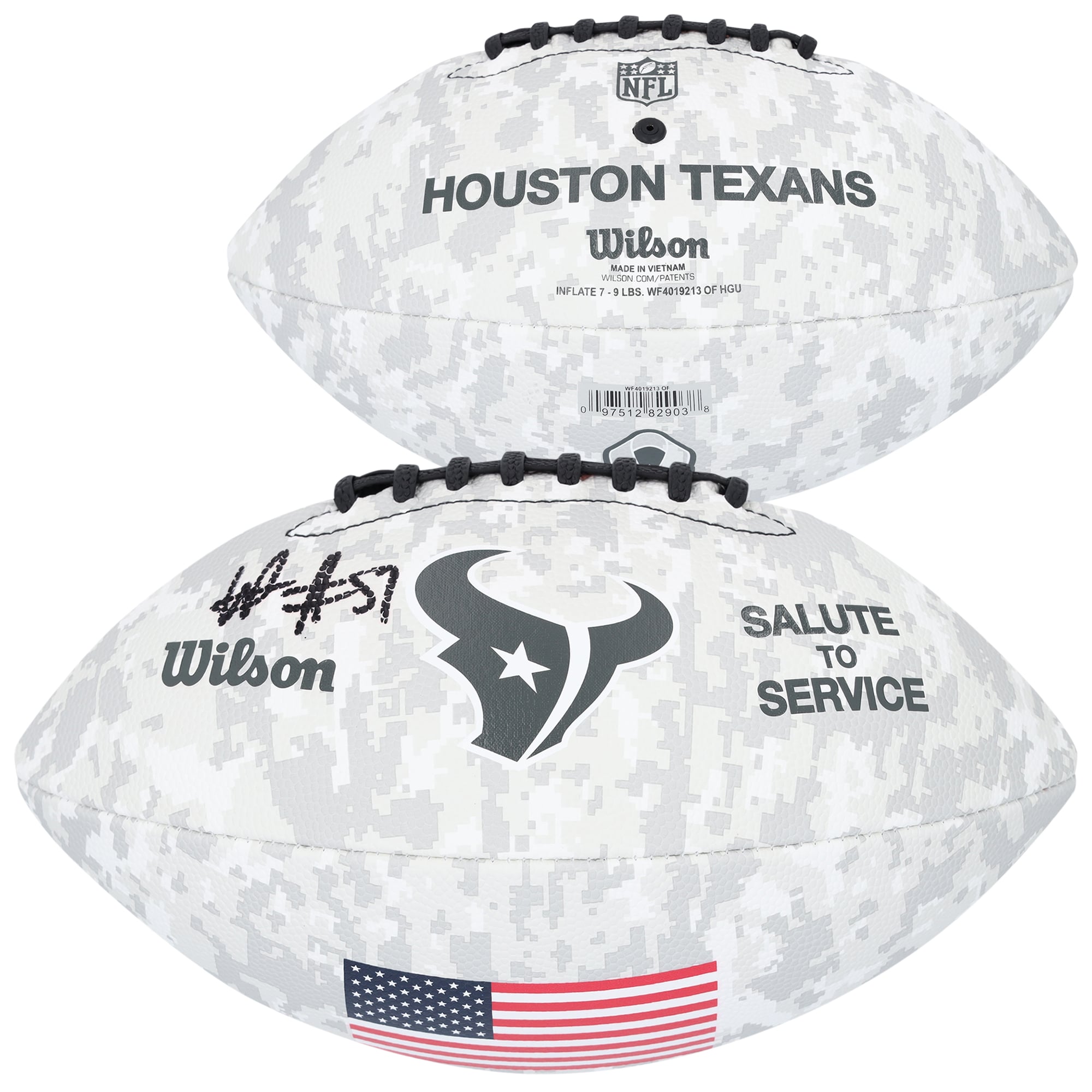 Will Anderson Jr. Houston Texans Autographed 2024 Salute To Service Wilson Football