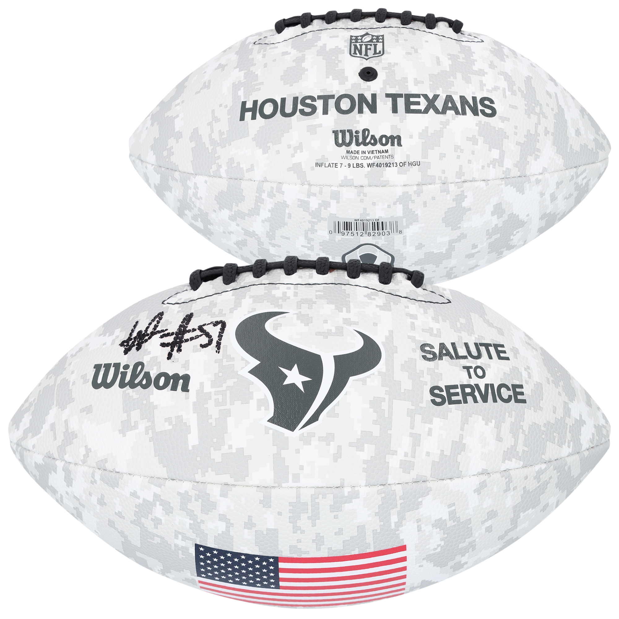 Will Anderson Jr. Houston Texans Autographed 2024 Salute To Service Wilson Football