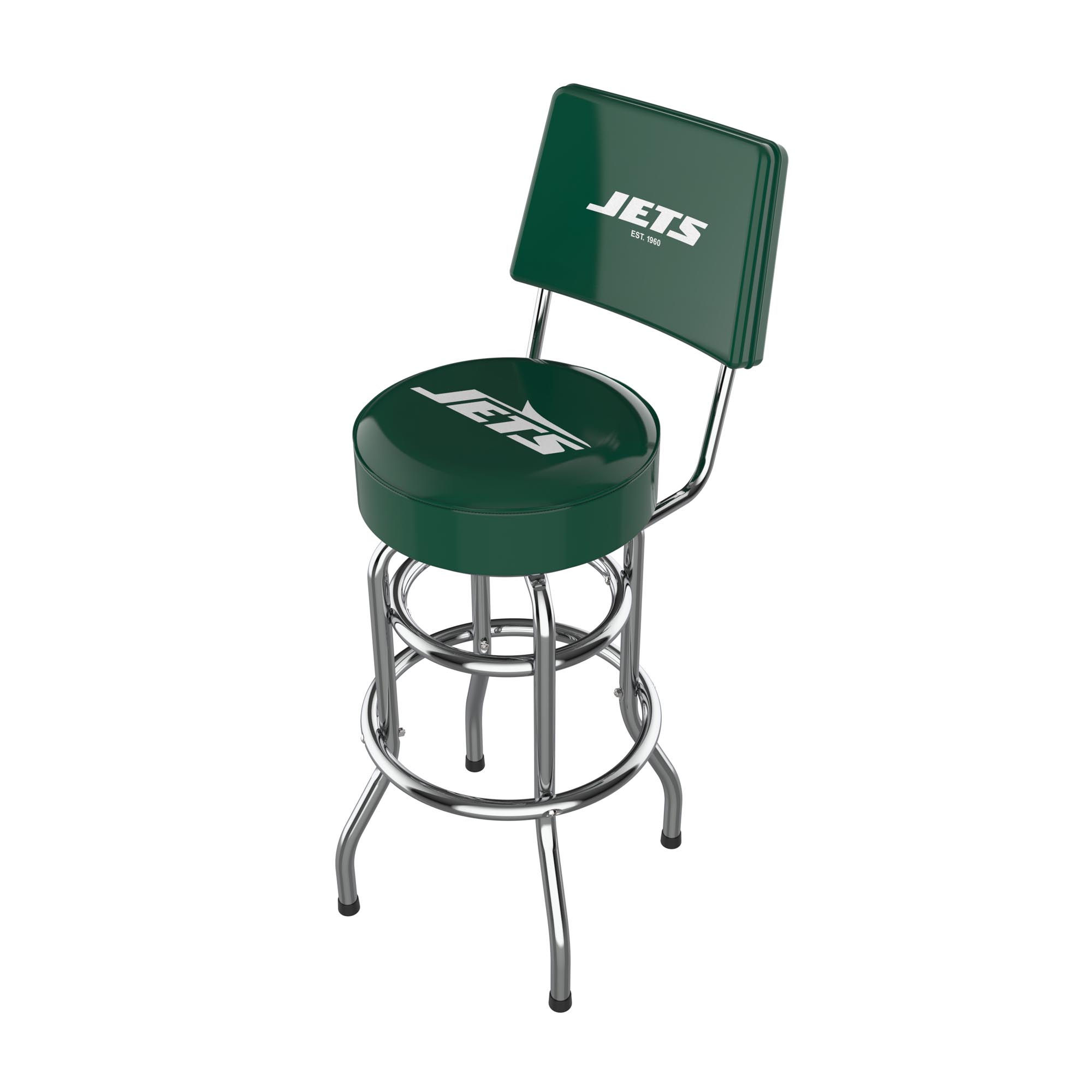 Imperial Green New York Jets Chrome Bar Stool