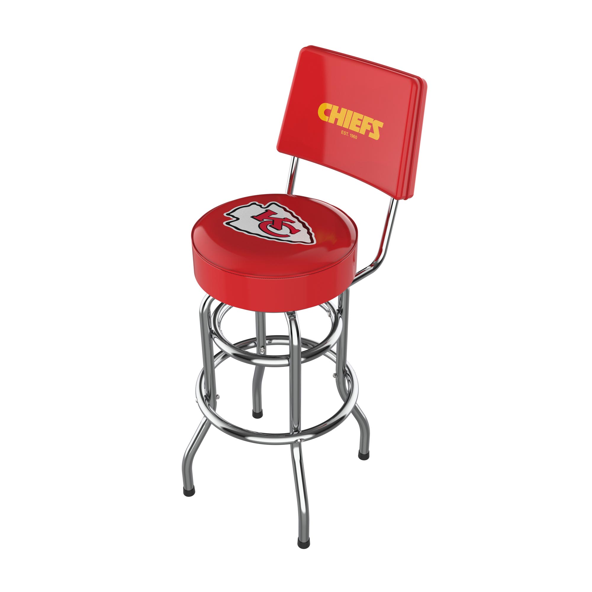 Imperial Red Kansas City Chiefs Chrome Bar Stool