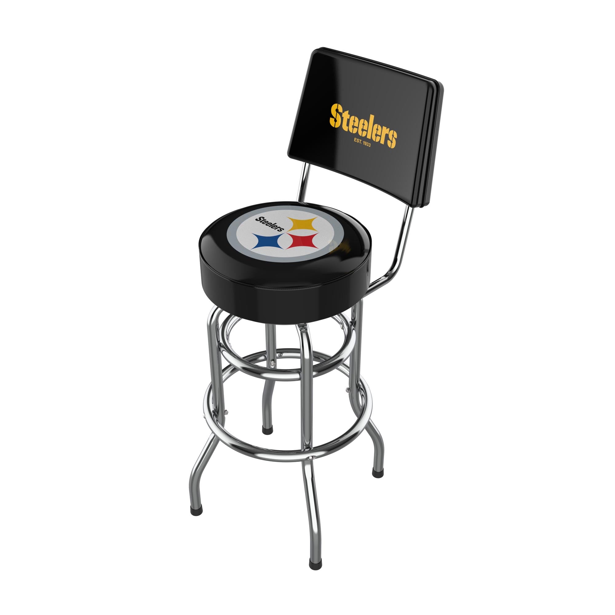 Imperial Black Pittsburgh Steelers Chrome Bar Stool