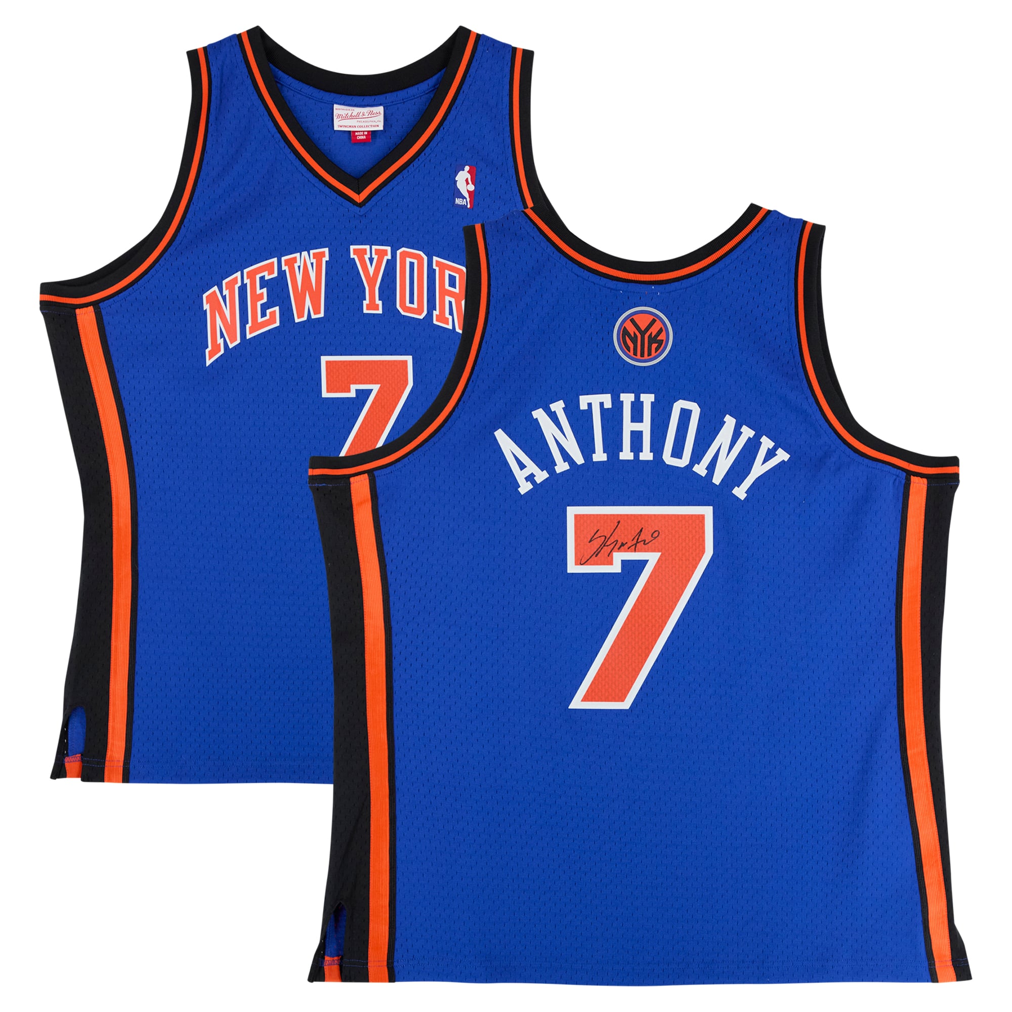 Carmelo Anthony New York Knicks Autographed Blue Mitchell & Ness 2010/11 Hardwood Classics Swingman Jersey