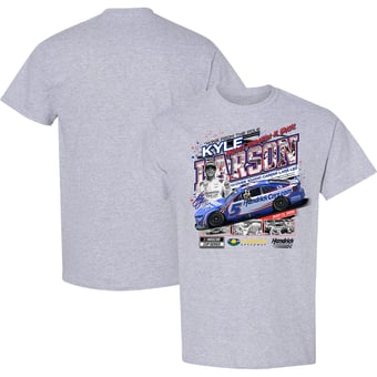 Men's Checkered Flag Sports Heather Gray Kyle Larson 2025 AdventHealth 400 Race Winner T-Shirt