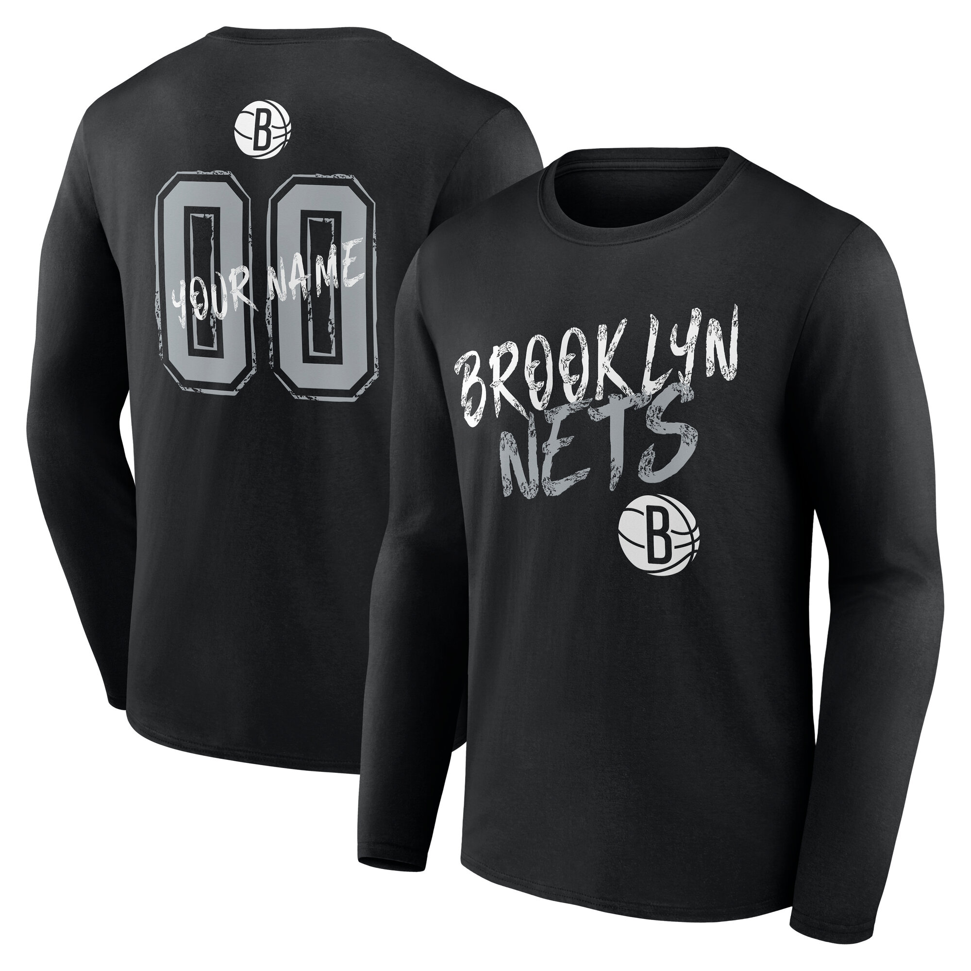 Men’s Black Brooklyn Nets Hustle Custom Long Sleeve T-Shirt Men’s Black Brooklyn Nets Hustle Custom Long Sleeve T-Shirt