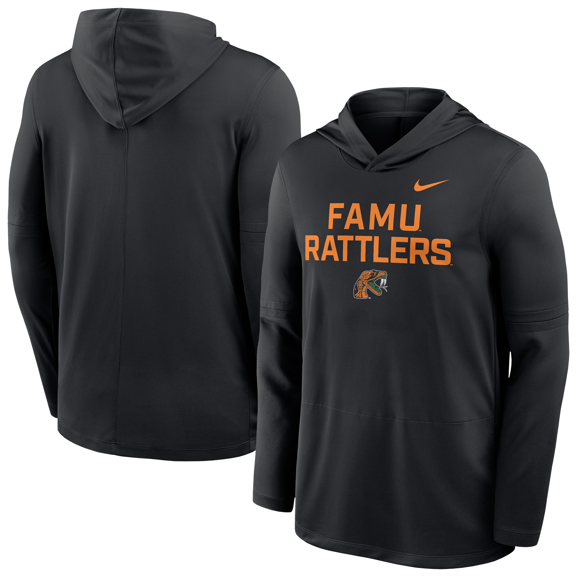 Men’s Nike Black Florida A&M Rattlers Sideline Dri-FIT Lightweight Hooded Top Men’s Nike Black Florida A&M Rattlers Sideline Dri-FIT Lightweight Hooded Top