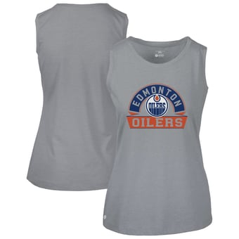 Women's Levelwear  Gray Edmonton Oilers Macy Banner Arch Tank Top