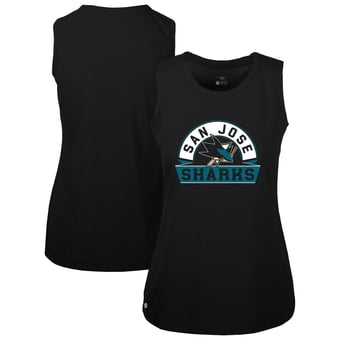 Women's Levelwear  Black San Jose Sharks Macy Banner Arch Tank Top