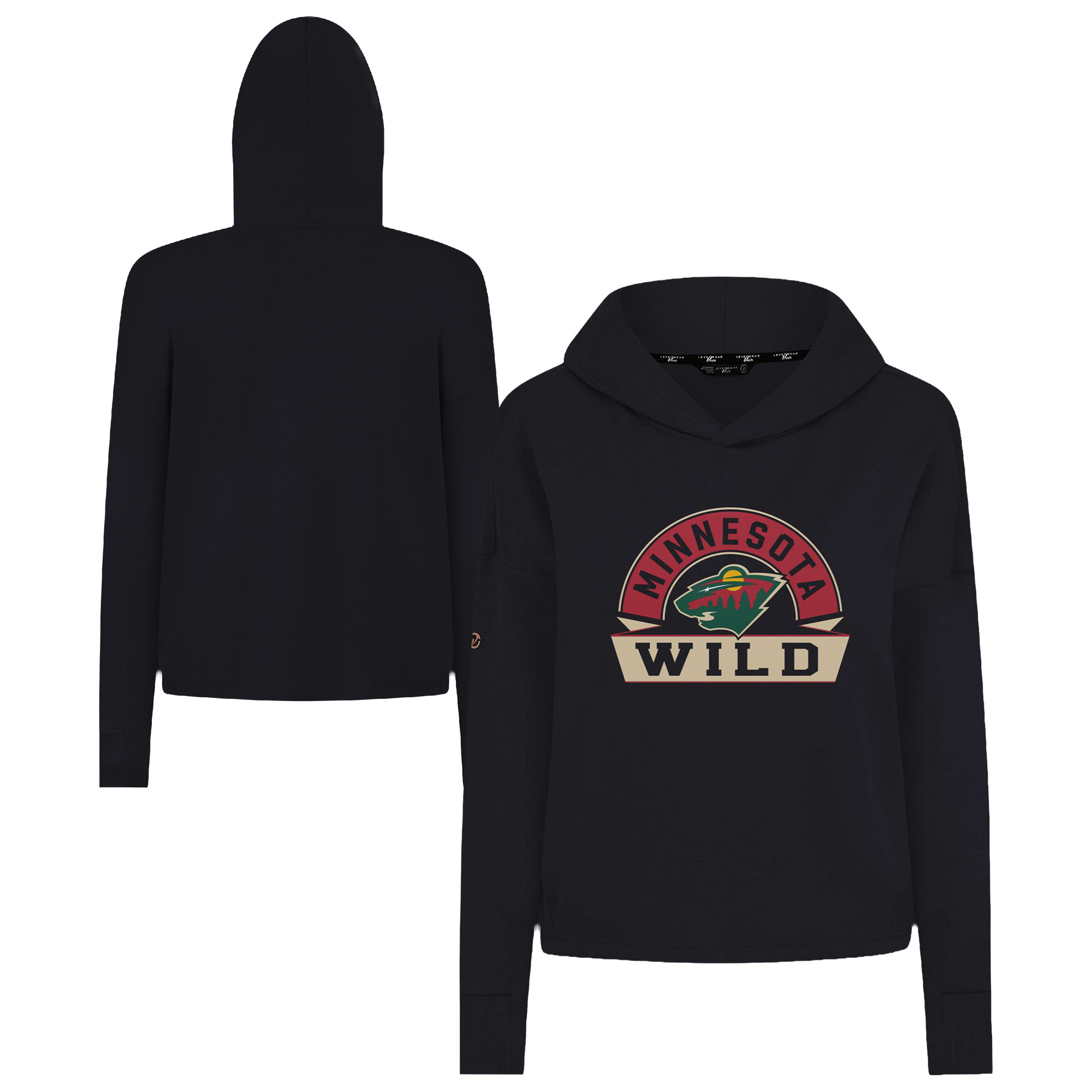 Women’s Levelwear Black Minnesota Wild Sweet Banner Arch Tri-Blend Cropped Pullover Hoodie Women’s Levelwear Black Minnesota Wild Sweet Banner Arch Tri-Blend Cropped Pullover Hoodie
