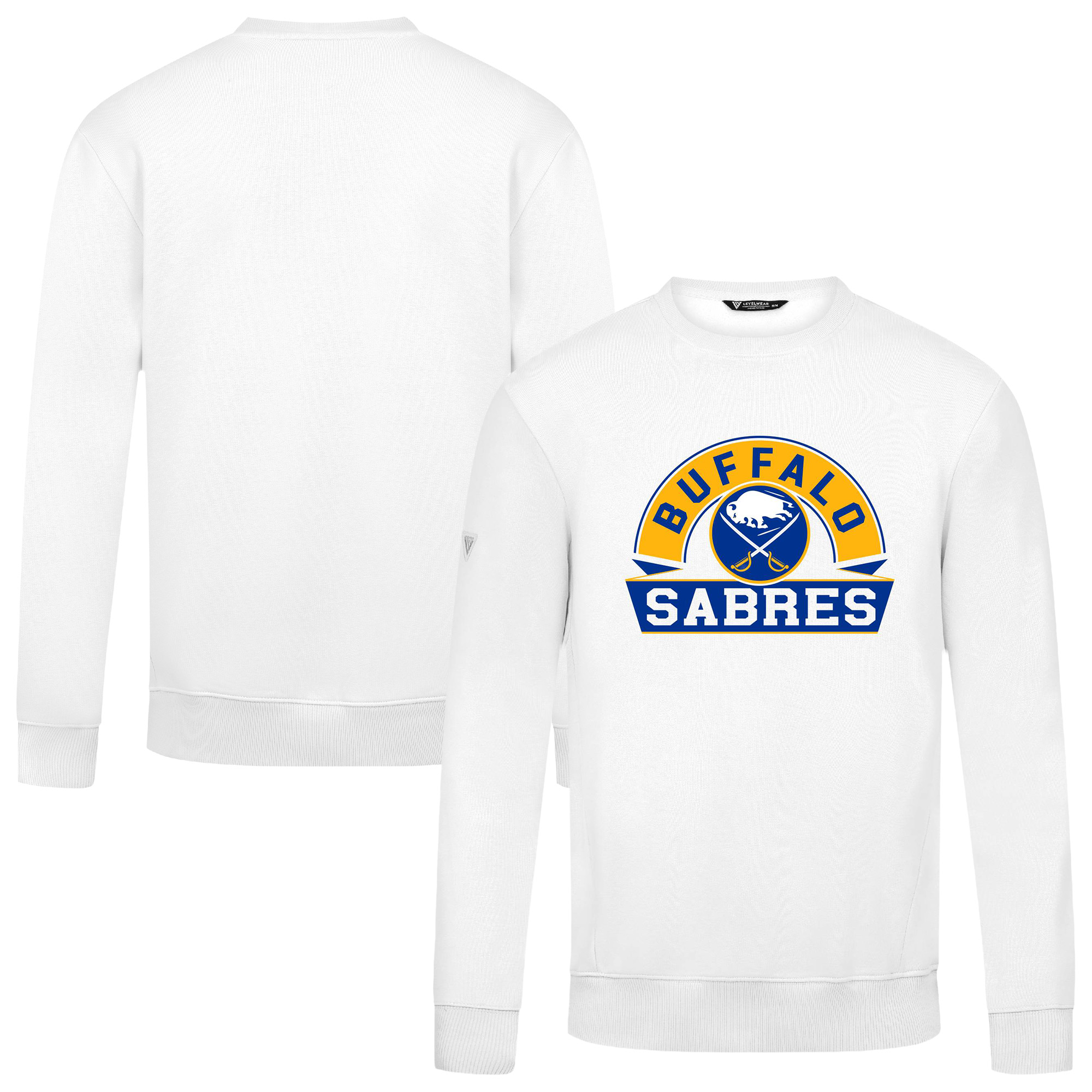 Men’s Levelwear White Buffalo Sabres Zane Banner Arch Pullover Sweatshirt Men’s Levelwear White Buffalo Sabres Zane Banner Arch Pullover Sweatshirt
