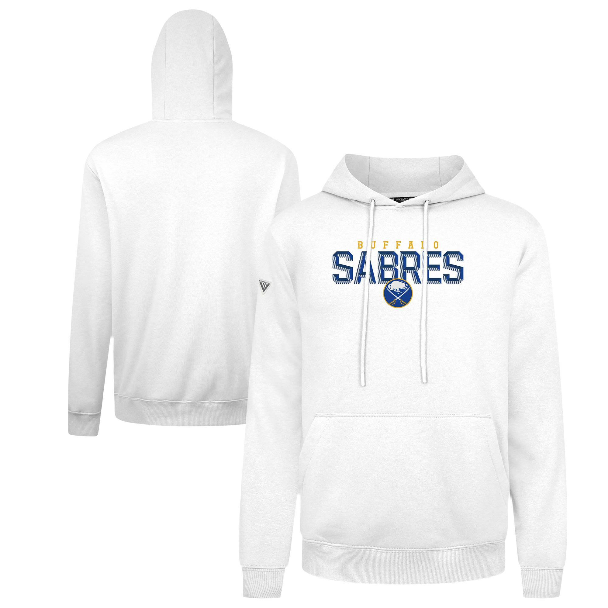 Men’s Levelwear White Buffalo Sabres Podium Carve Pullover Hoodie Men’s Levelwear White Buffalo Sabres Podium Carve Pullover Hoodie