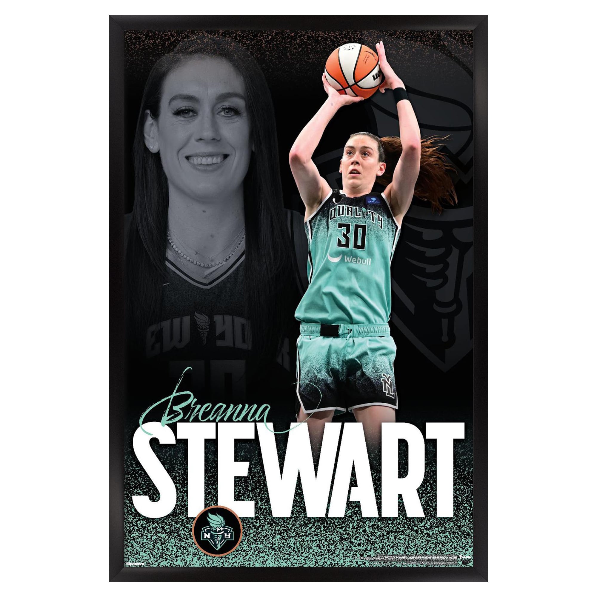 Breanna Stewart New York Liberty 24" x 36" Framed Player Poster