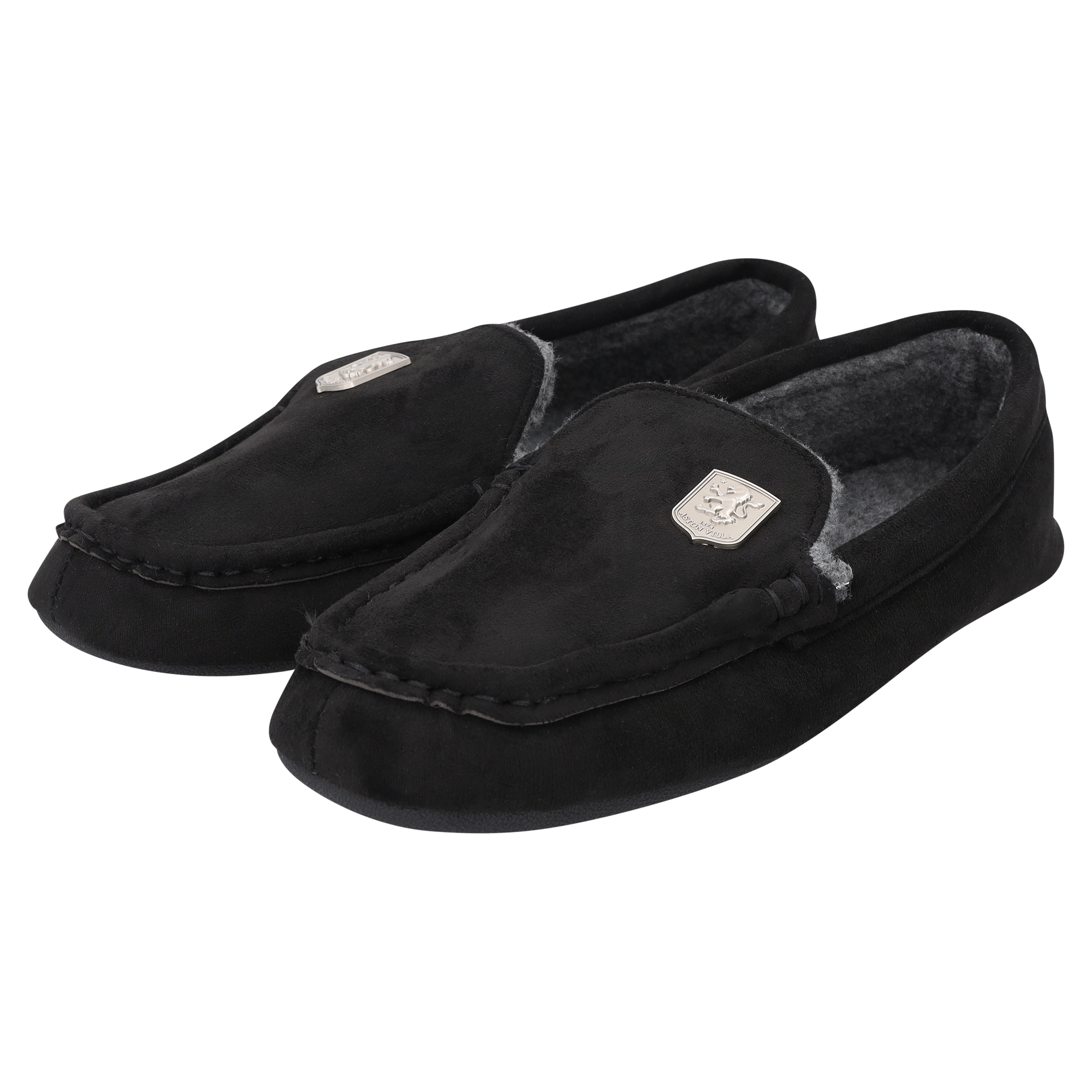 Aston Villa Moccasin Slippers - Black - Mens