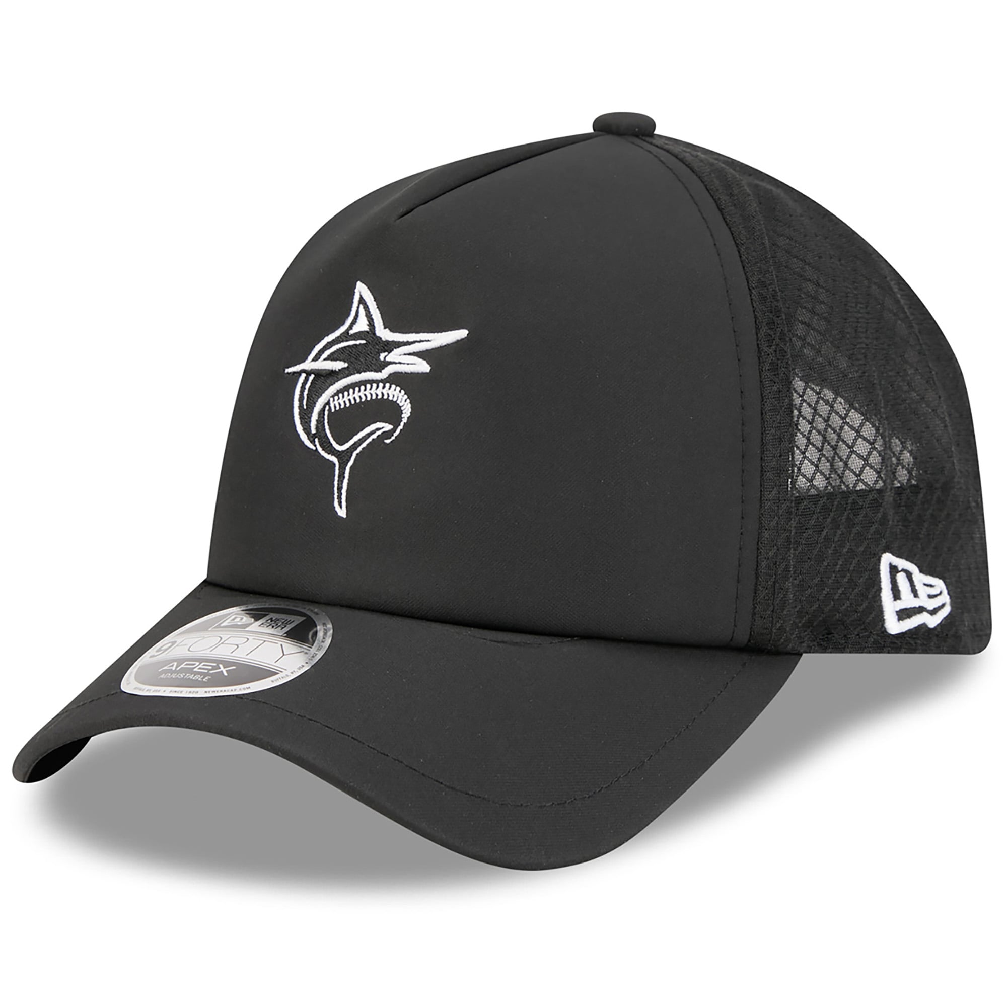Men's New Era Black Miami Marlins 2026 Batting Practice Alternate Apex 9FORTY Adjustable Hat