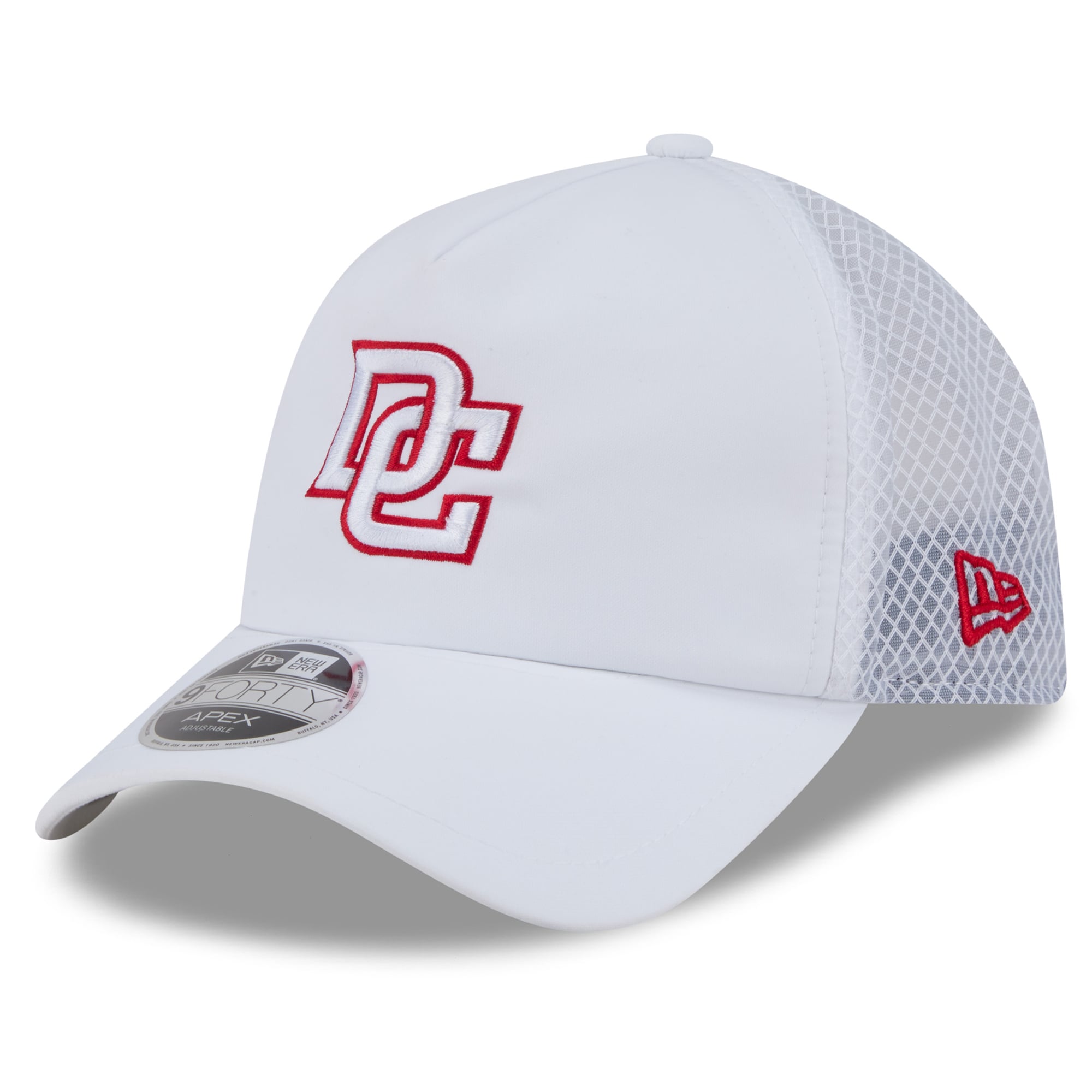 Men's New Era White Washington Nationals 2026 Batting Practice Apex 9FORTY Adjustable Trucker Hat