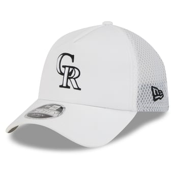 Men's New Era White Colorado Rockies 2026 Batting Practice Apex 9FORTY Adjustable Trucker Hat