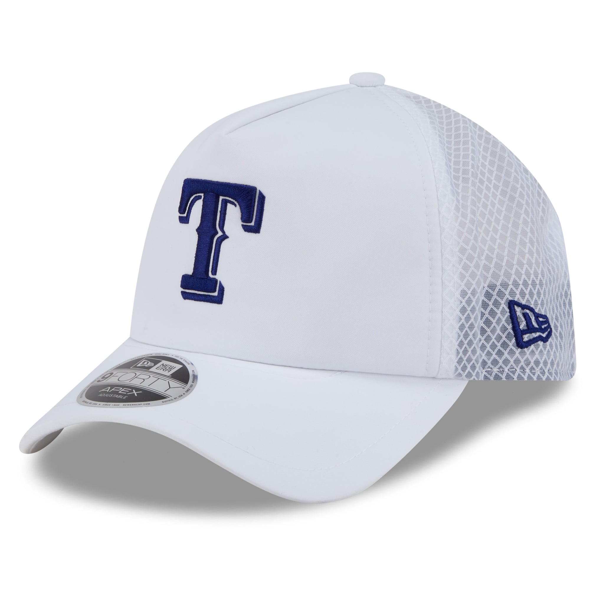 Men's New Era Texas Rangers 2026 Batting Practice Apex 9FORTY Adjustable Trucker Hat