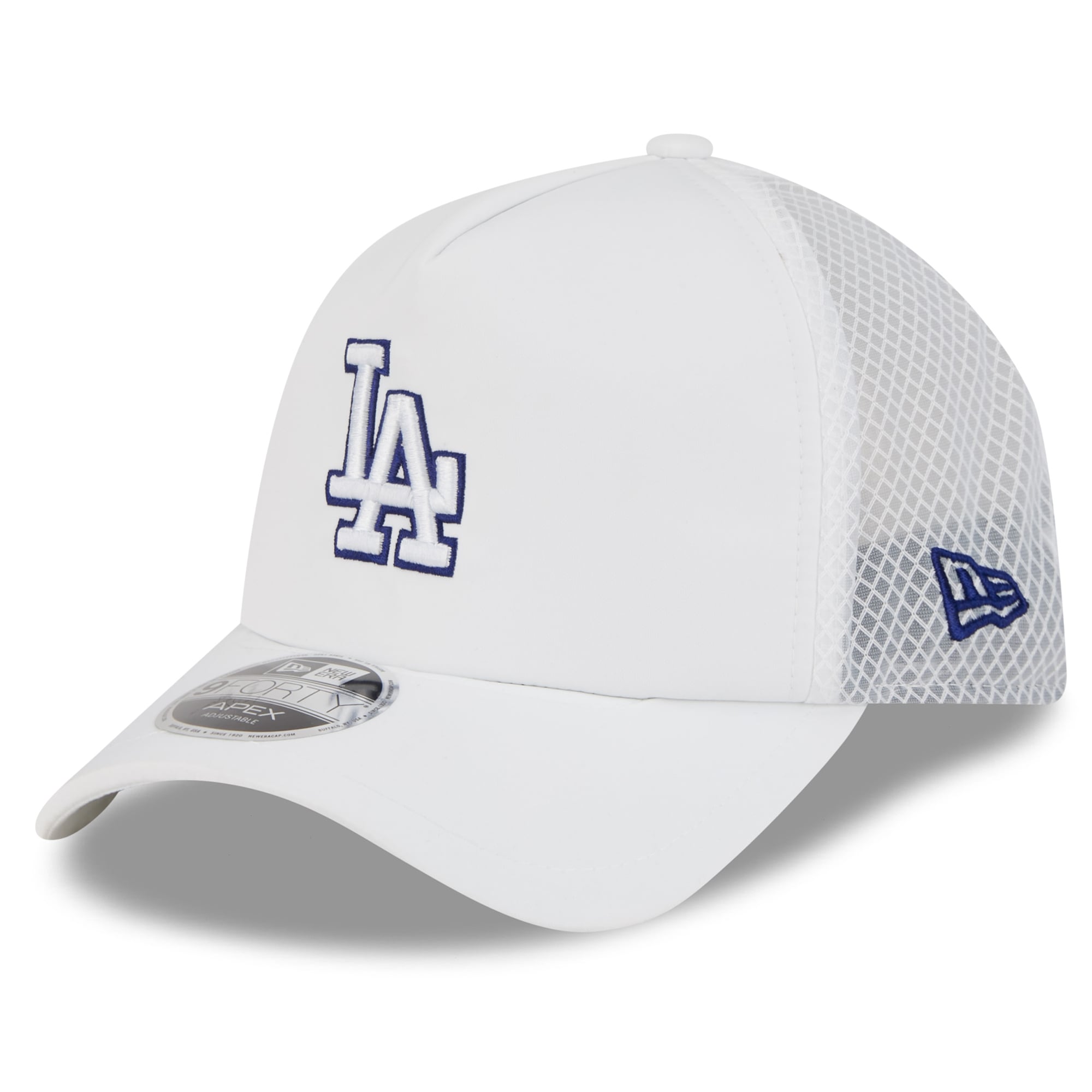Men's New Era White Los Angeles Dodgers 2026 Batting Practice Apex 9FORTY Adjustable Trucker Hat