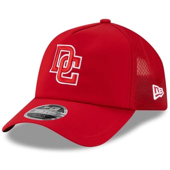 Men's New Era Red Washington Nationals 2026 Batting Practice Apex 9FORTY Adjustable Trucker Hat