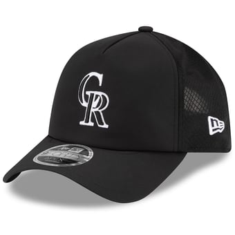 Men's New Era Black Colorado Rockies 2026 Batting Practice Apex 9FORTY Adjustable Trucker Hat