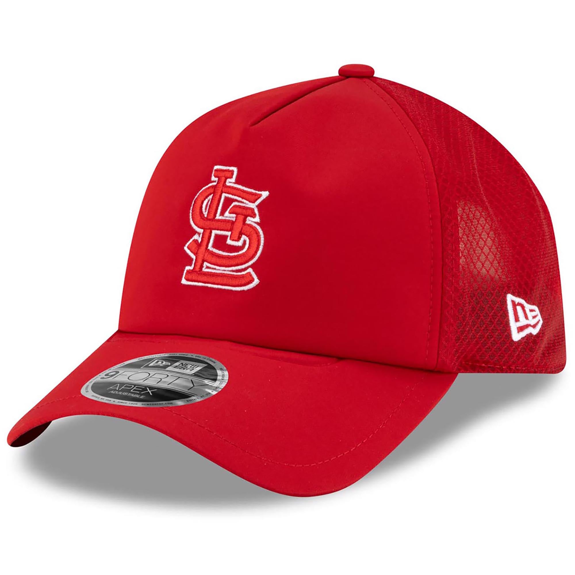 Men's New Era St. Louis Cardinals 2026 Batting Practice Apex 9FORTY Adjustable Trucker Hat