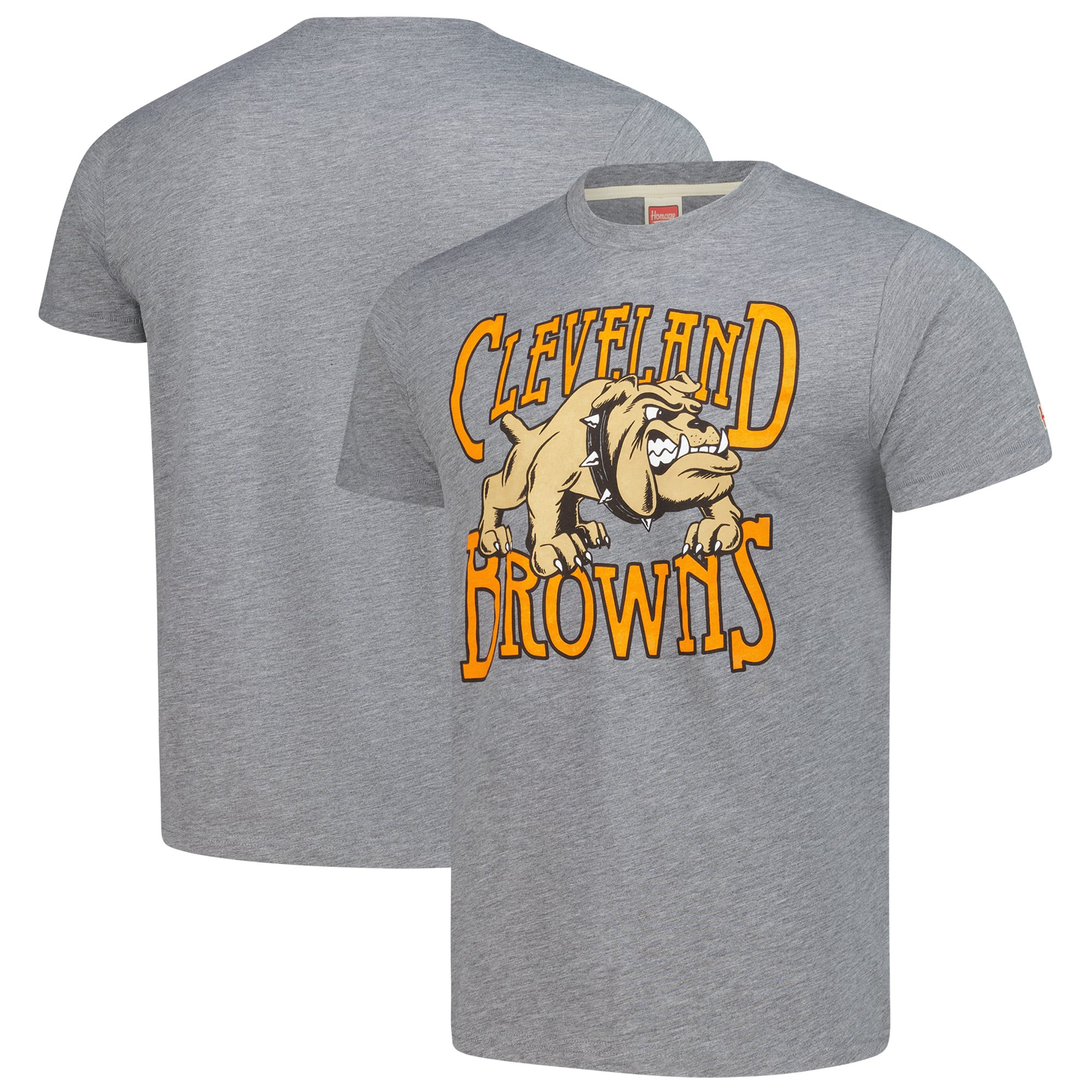 Unisex Homage Gray Cleveland Browns Tri-Blend Dawg Pound XL Bone Collar T-Shirt